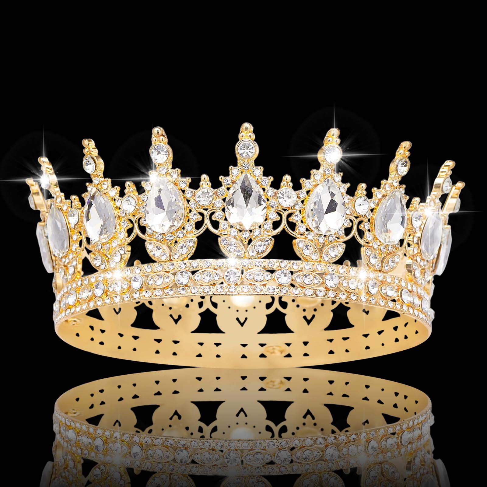 YOUlDIANZI party crown rhinestone gold accessory elevates festive outfits.