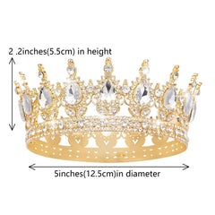 YOUlDIANZI queen crown rhinestone gold white side view shows secure fit for elegant events.