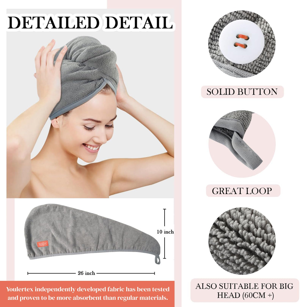 YoulerTex hair care after shower blue towel absorbing moisture quickly.