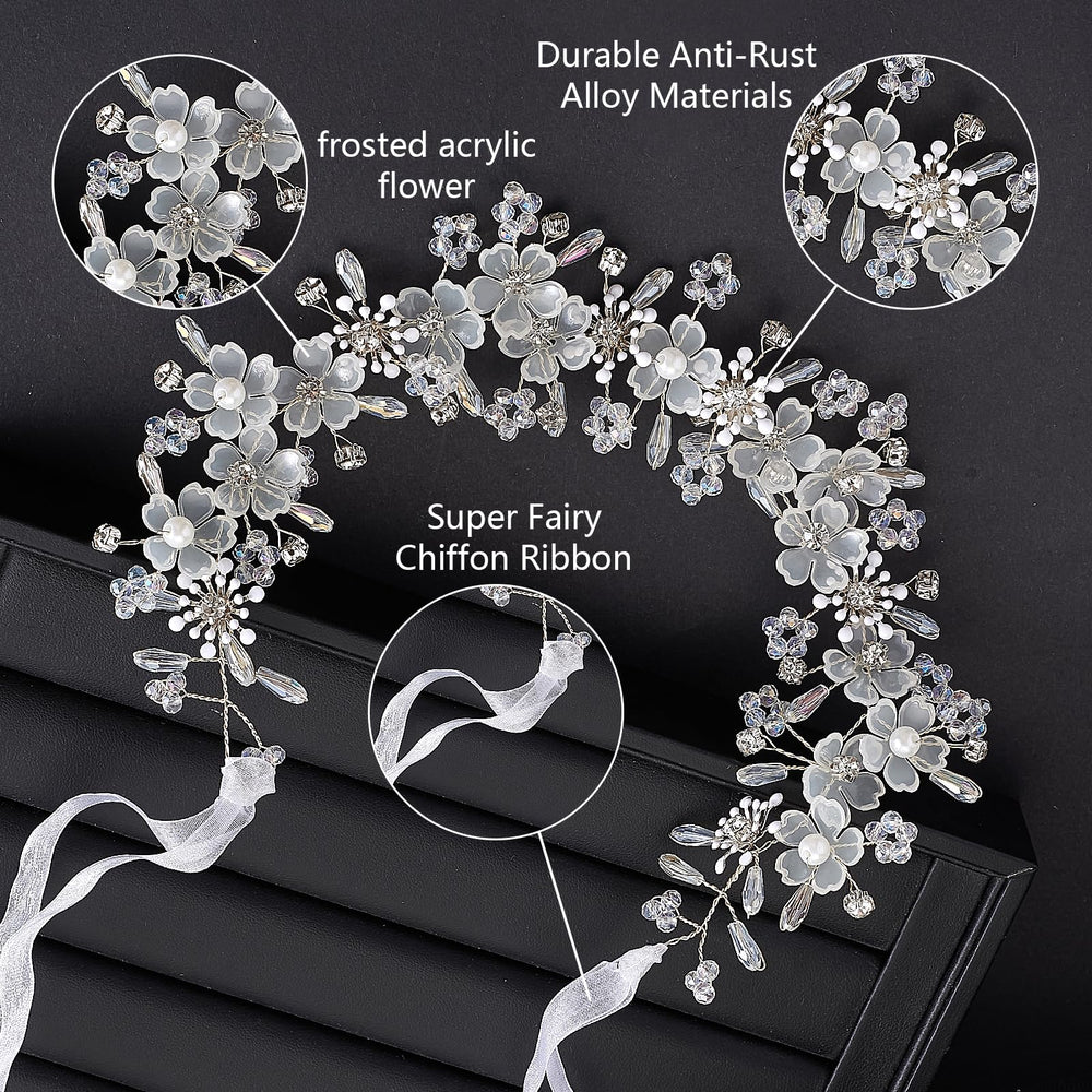 YOUlDIANZI pearl crystal embellishments on a delicate headpiece
