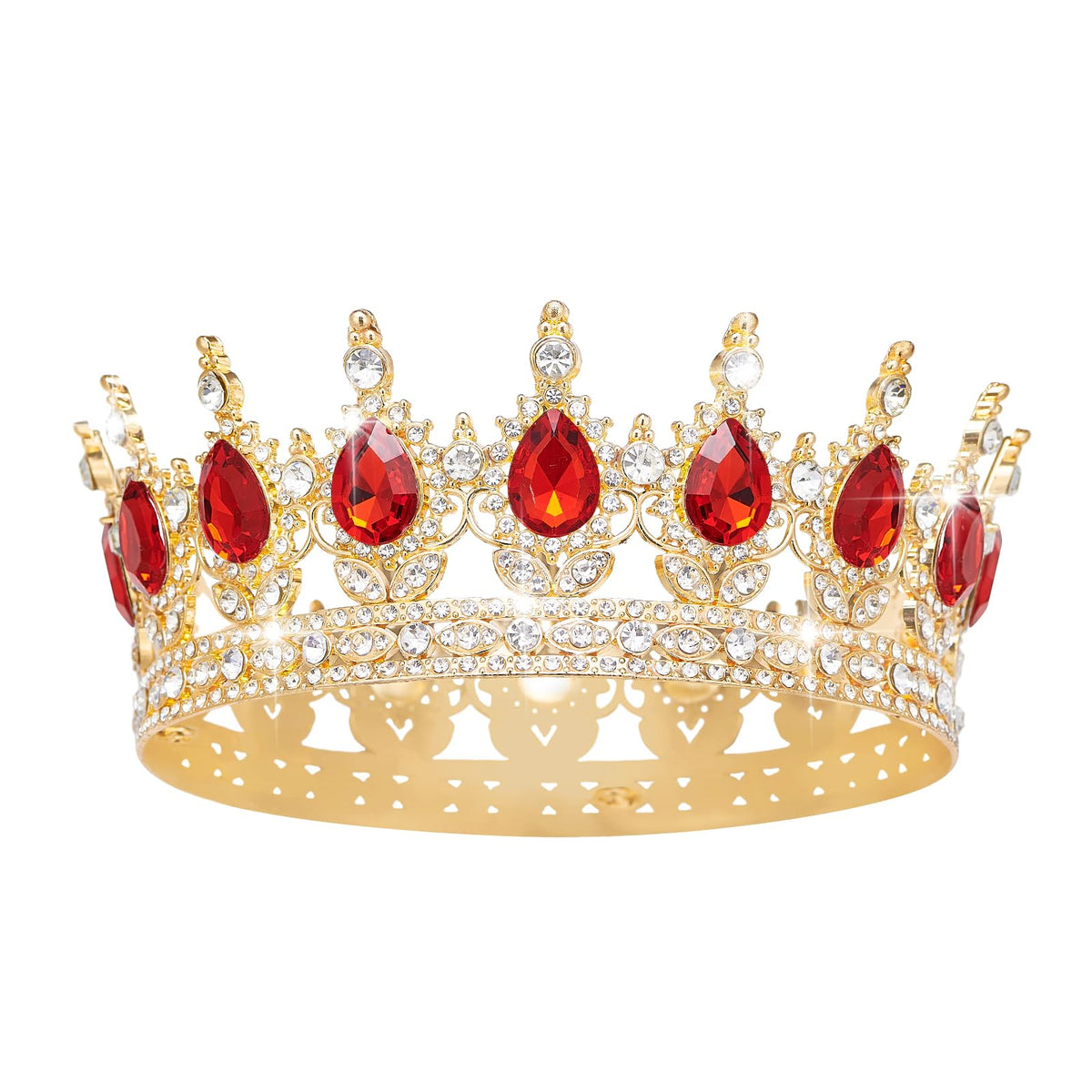 YOUlDIANZI queen crown rhinestone gold red ideal for wedding day styling and formal events.