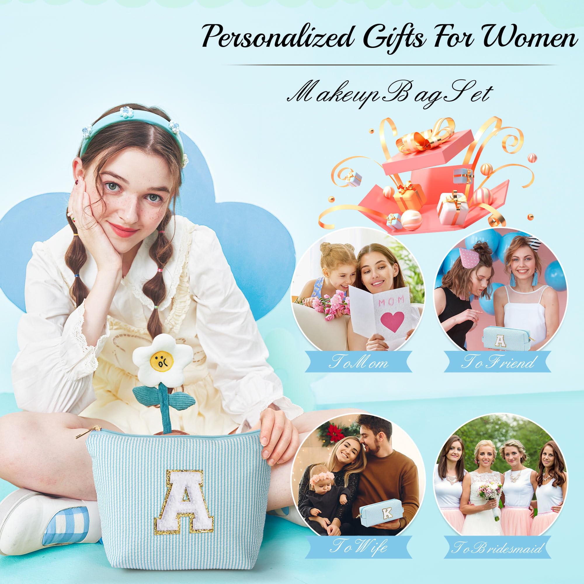 YOOLIFE initial makeup bag makes a thoughtful gift for daughters, granddaughters, or friends.
