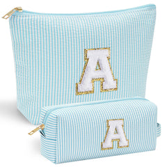 YOOLIFE makeup bag front with chenille initial design for a stylish personal touch.