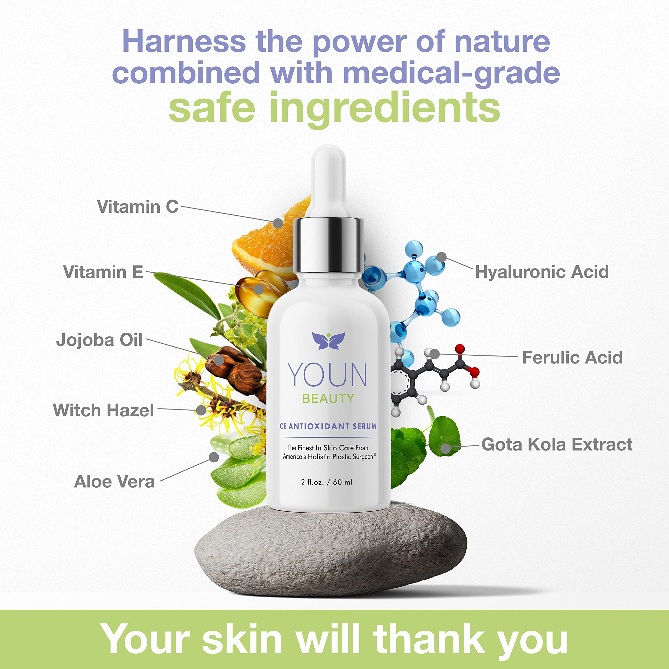 YOUN Beauty hyaluronic acid serum gel emphasizes deep hydration and plump-looking skin