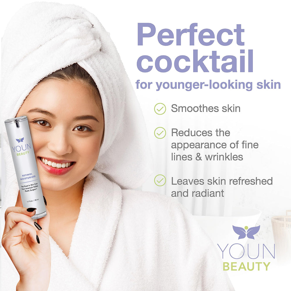 YOUN Beauty retinol night cream night routine setup with soft lighting