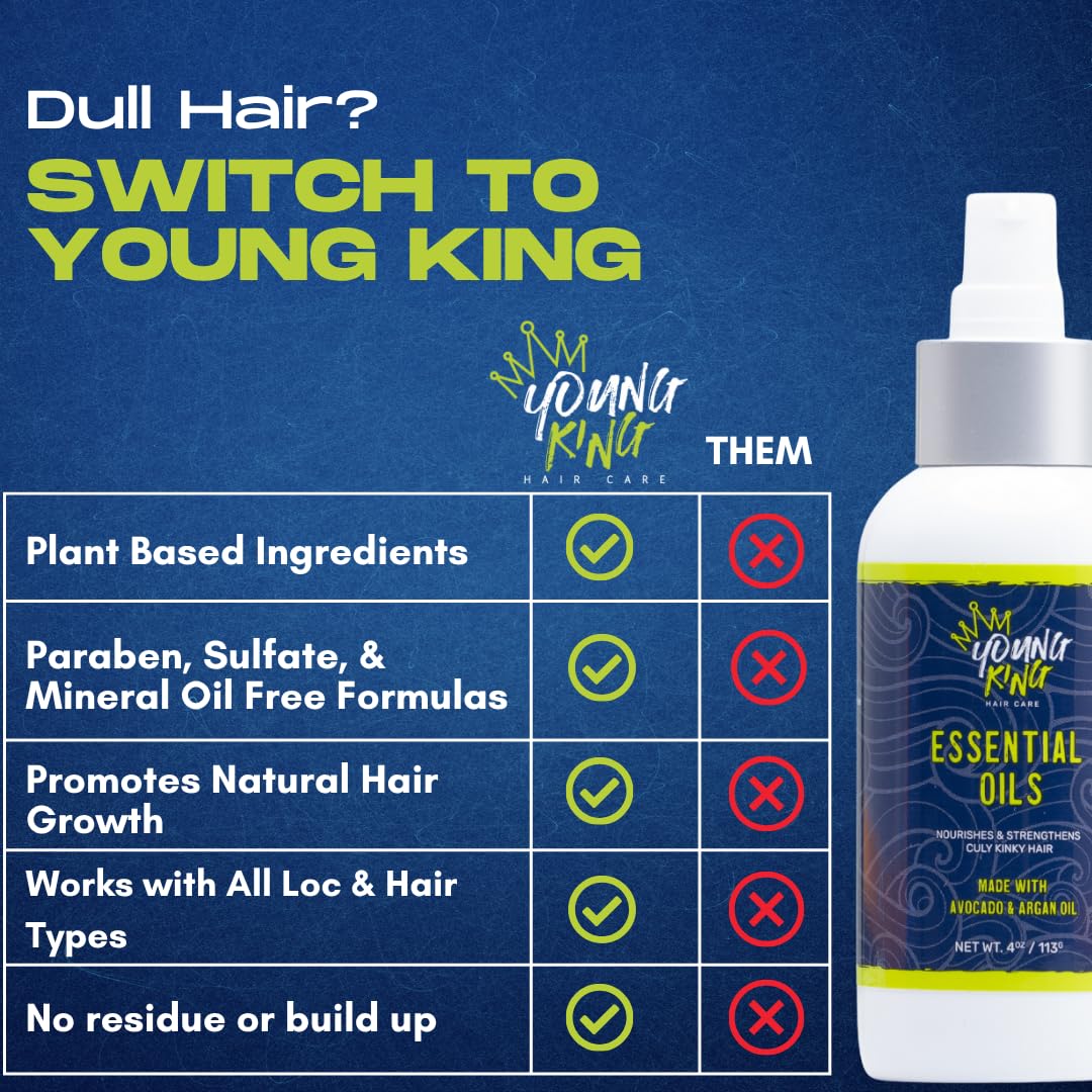 Young King Hair Care avocado and argan oils nourish strands