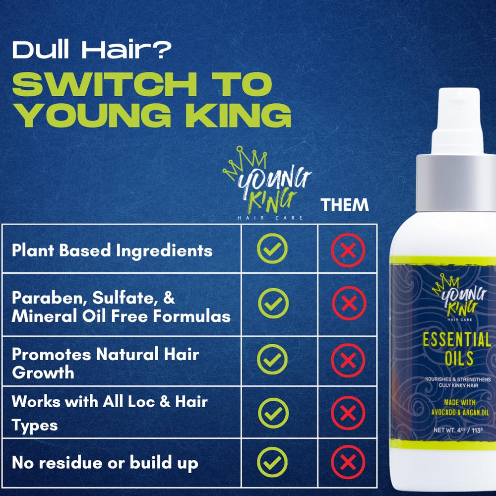 Young King Hair Care avocado and argan oils nourish strands