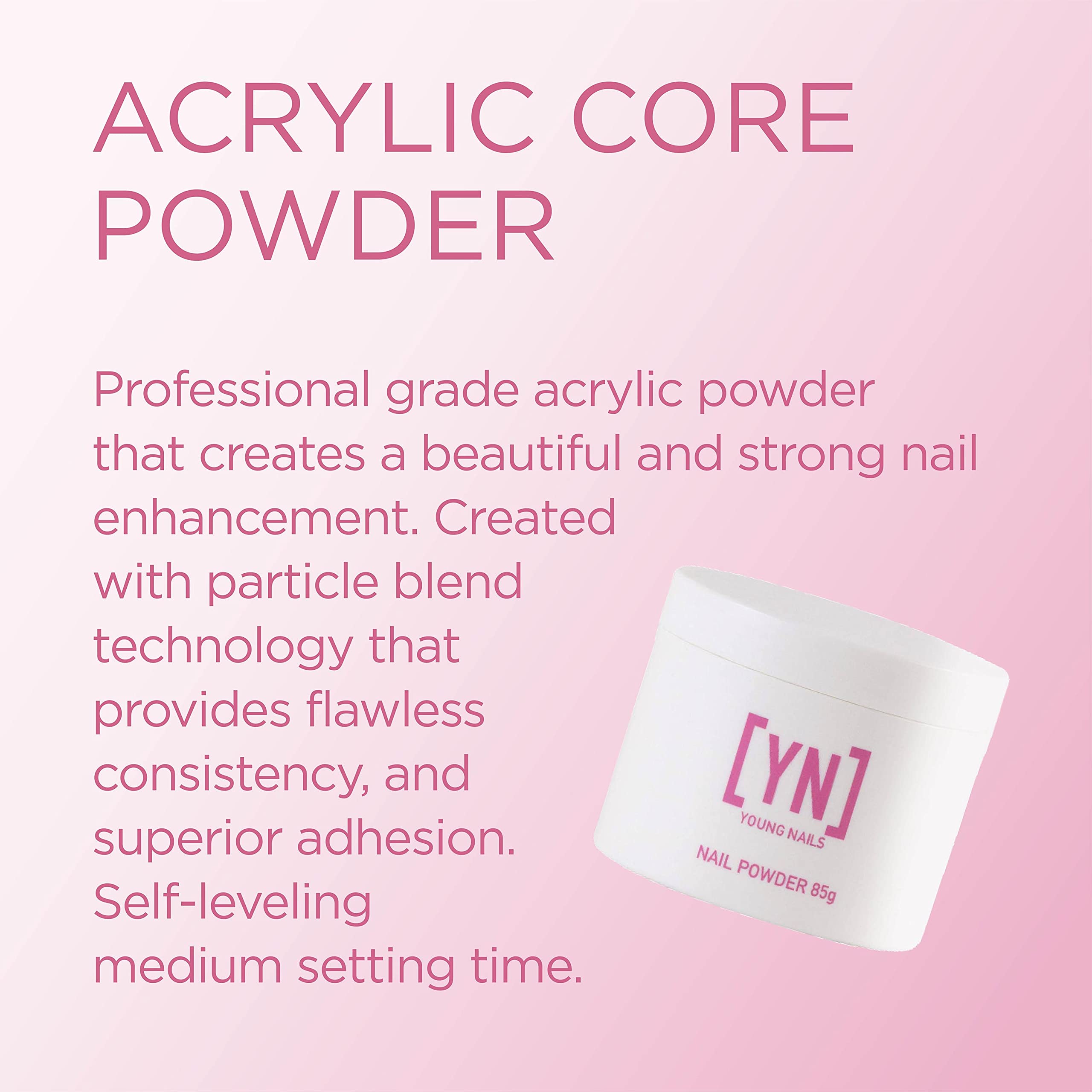 Young Nails Acrylic Core Powder French Pink swatch shows natural, polished finish.