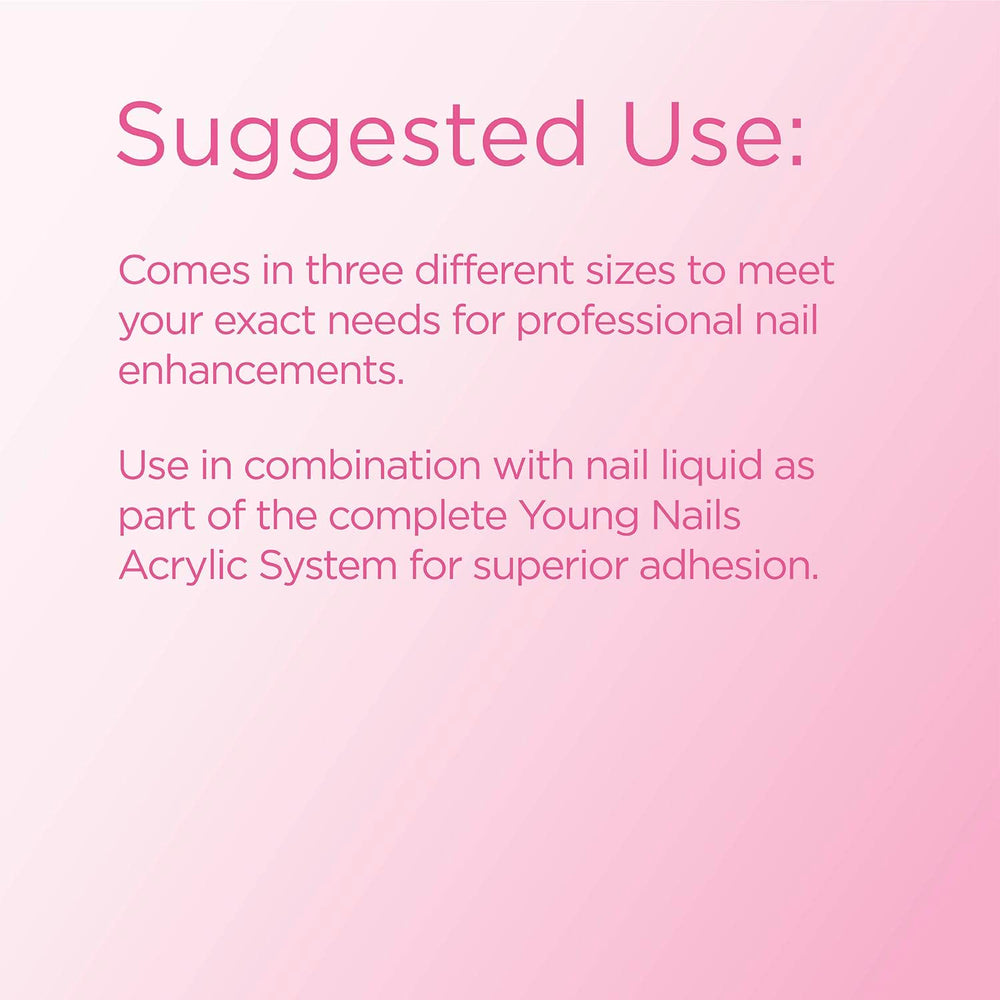 Young Nails Acrylic Core Powder white closeup focuses on crisp set and salon-grade finish
