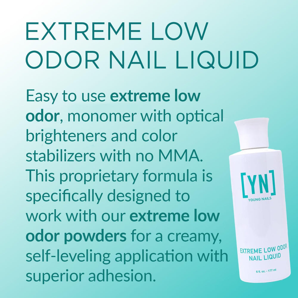 Young Nails liquid monomer showing creamy self-leveling texture for strong adhesion