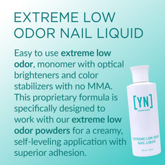 Young Nails liquid monomer showing creamy self-leveling texture for strong adhesion