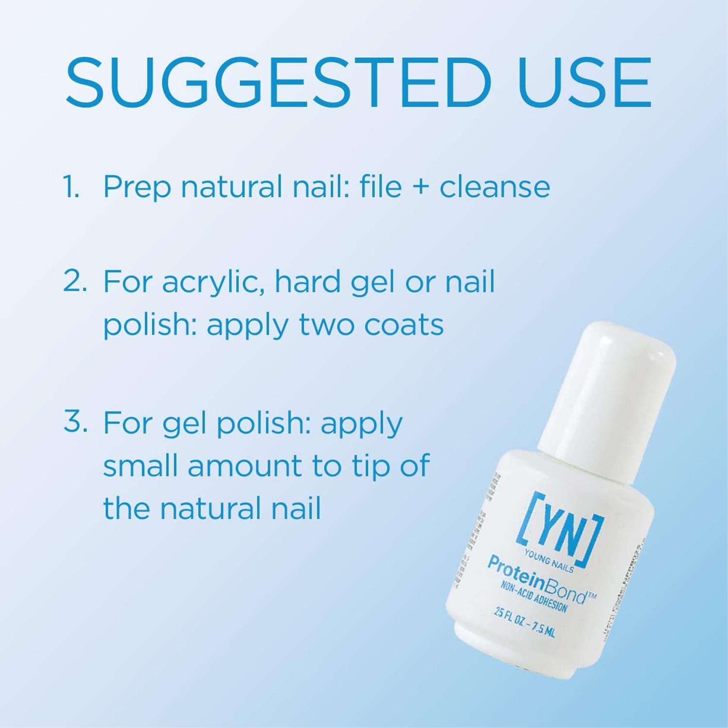 Young Nails Protein Bond application on nails shows easy, quick bonding for durable gel polish.