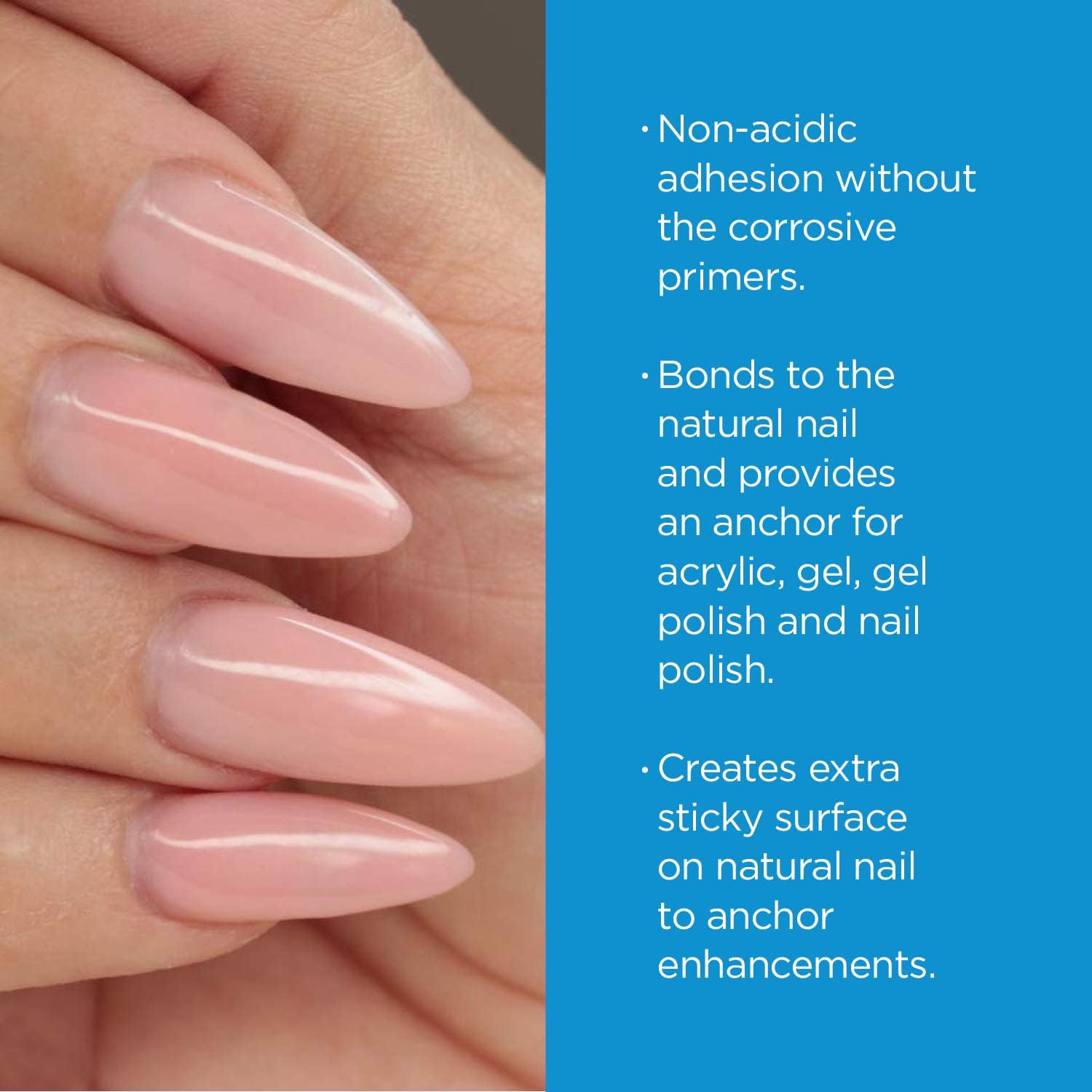 Young Nails Protein Bond used for gel and acrylic transitions showing versatile support.
