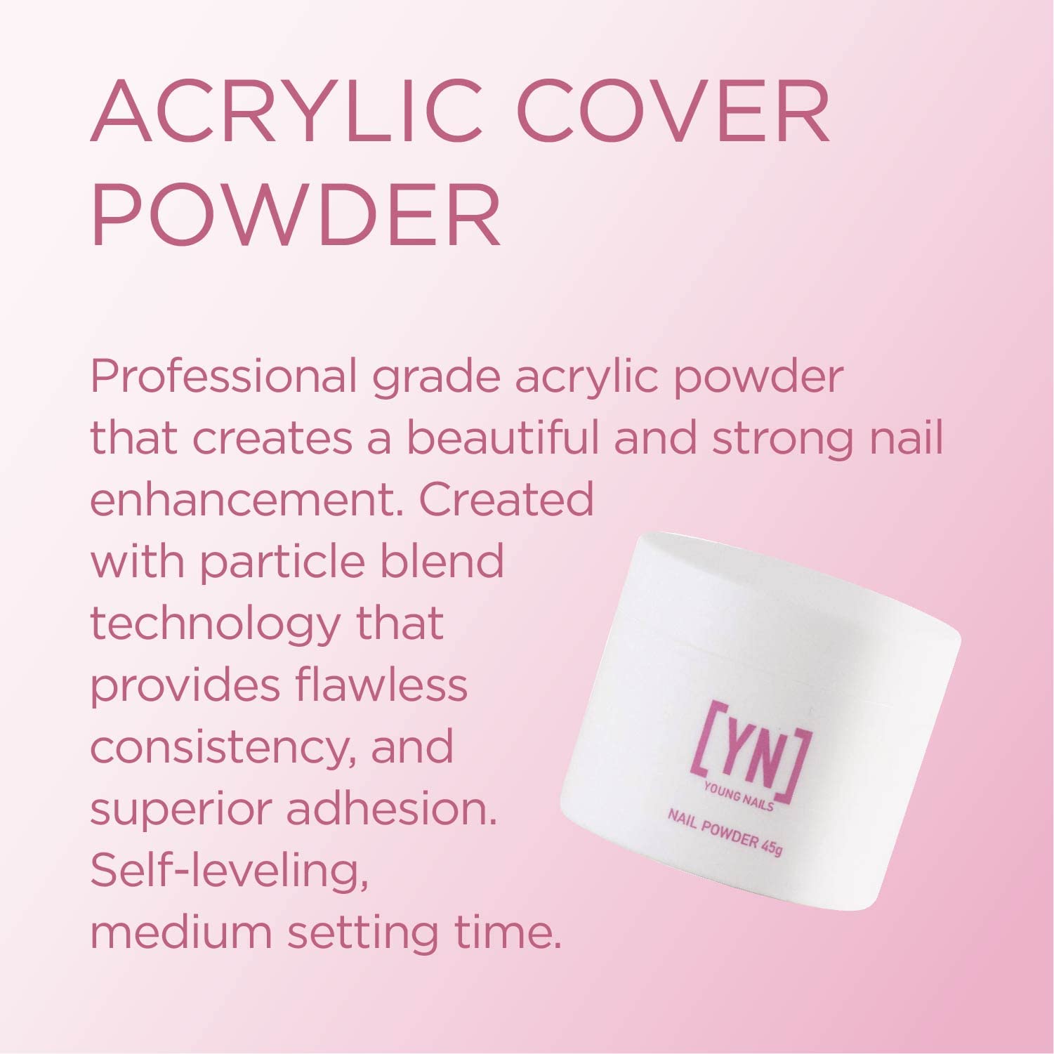 Young Nails Rosebud acrylic powder swirl highlights smooth consistency for quick set and even coverage