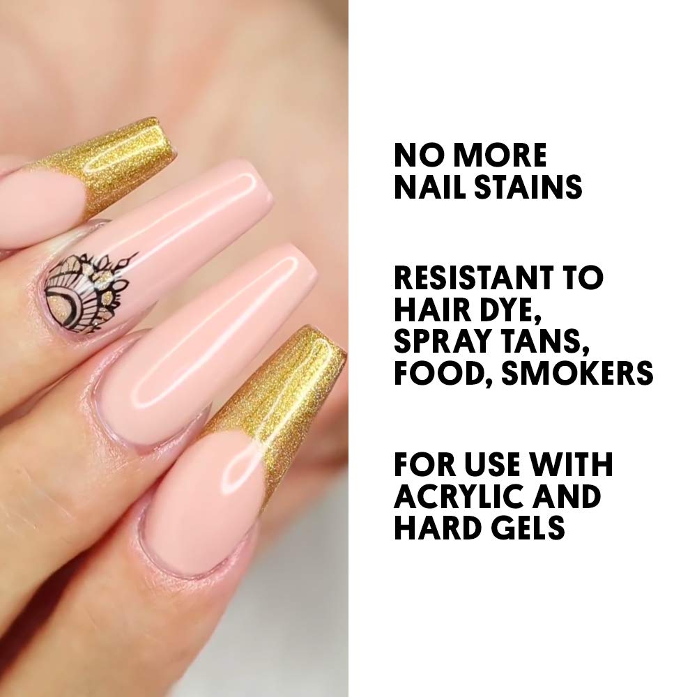 Young Nails Stain Resistant Gel Top Coat delivers durable shine after cure.
