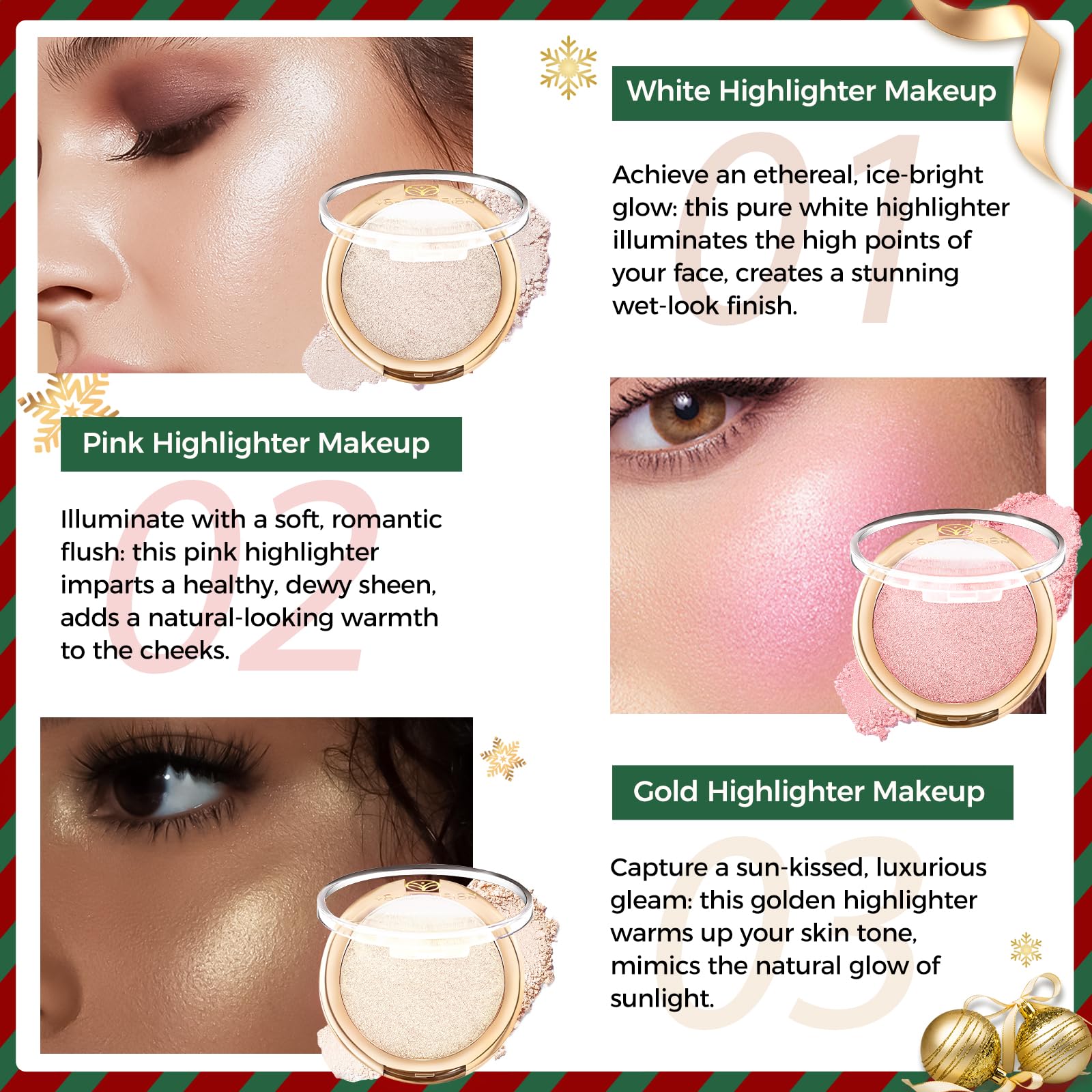 Young Vision 3D glow effect highlights cheekbones under stage and flash lighting.
