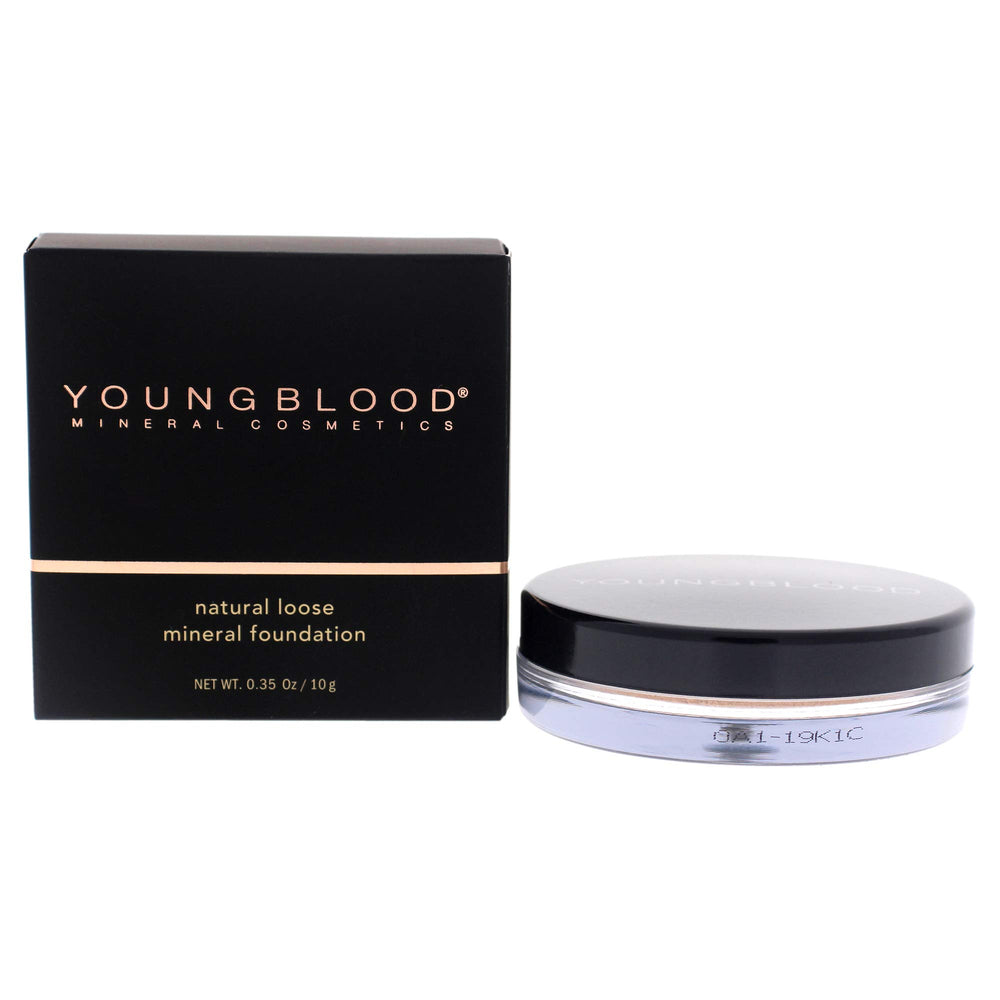 Youngblood foundation jar with natural loose mineral formula delivering breathable, buildable coverage