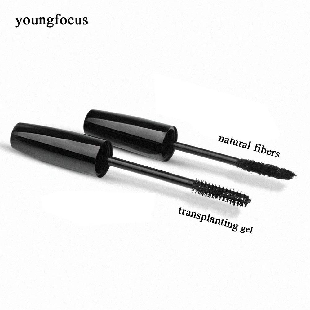 Youngfocus 3D fiber lashes before after showing volume and length