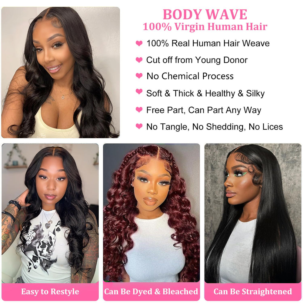 Youngirl conjunto de 4 paquetes de mechas, onda corporal para volumen
