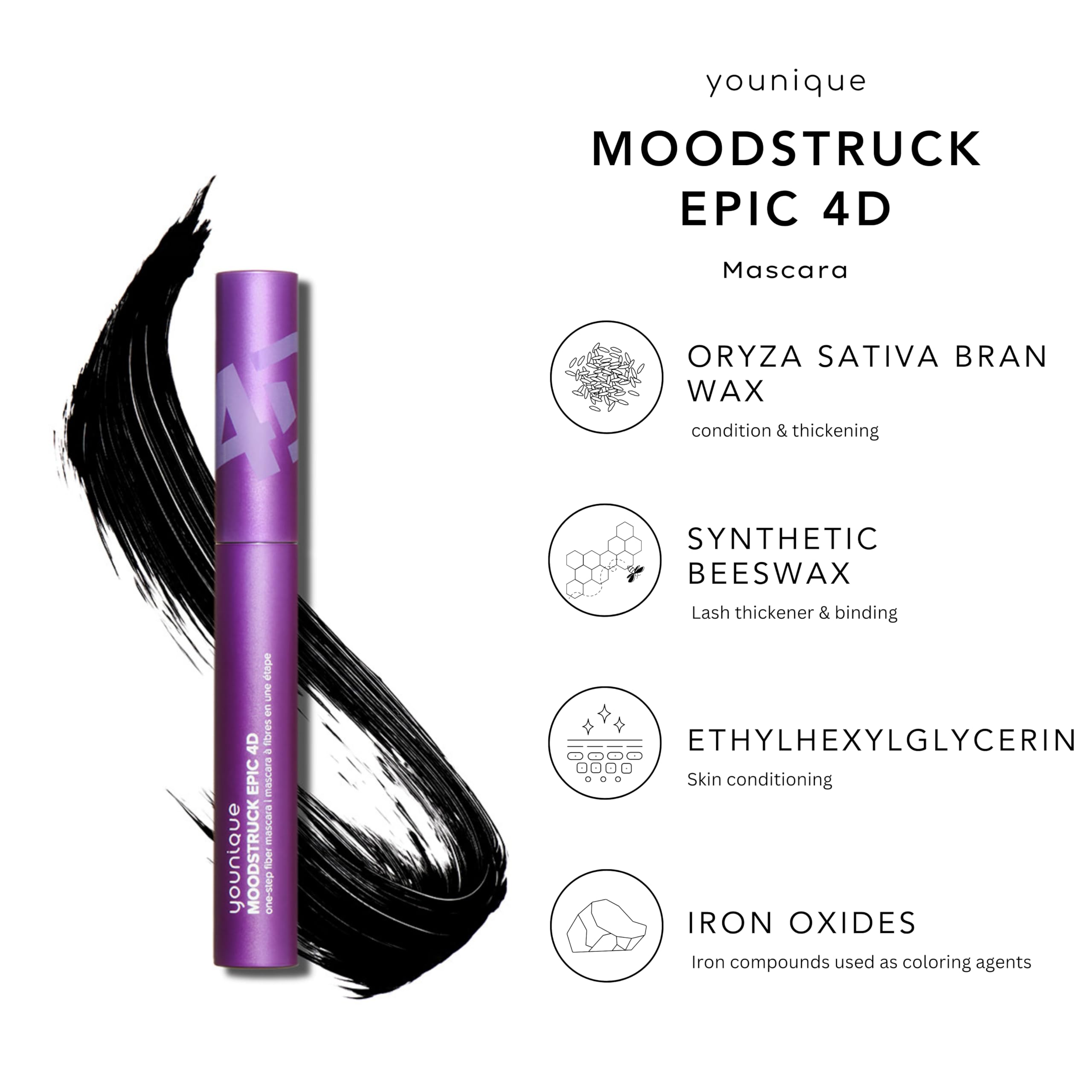 Younique Moodstruck Epic 4D Mascara fibers close-up shows Y shaped fibers for fullness