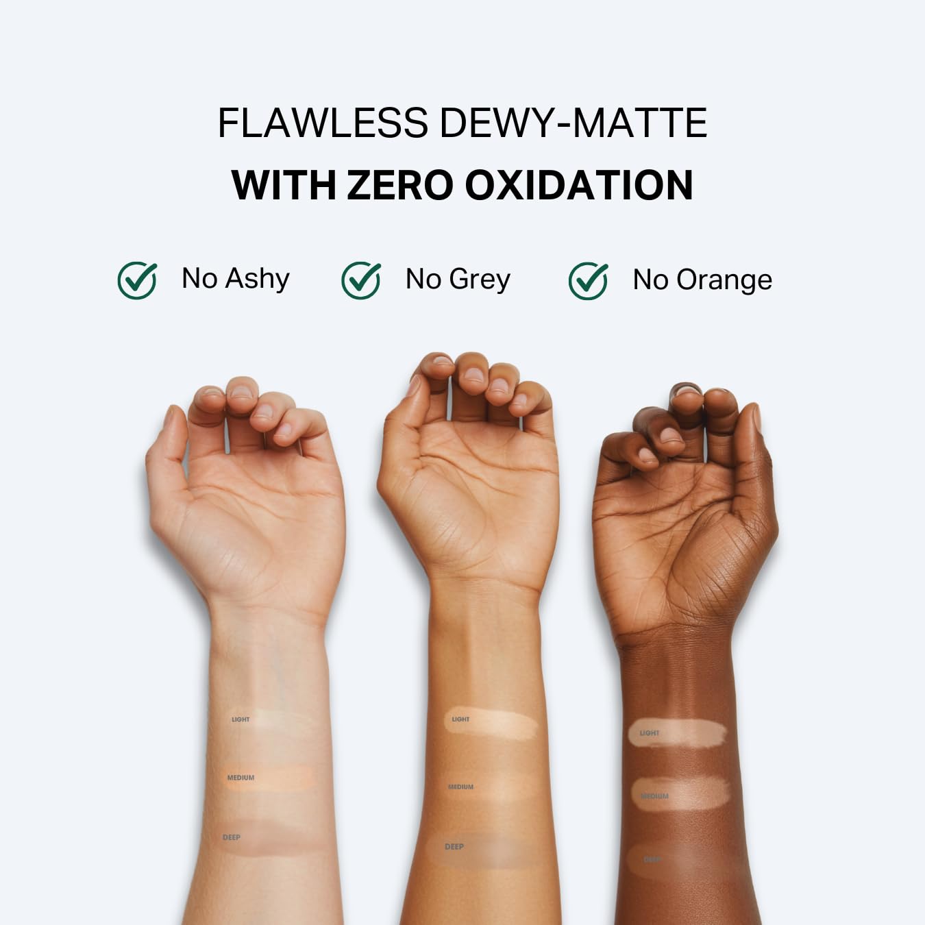 Y’OUR medium swatch demonstrates shade match and sheer coverage.