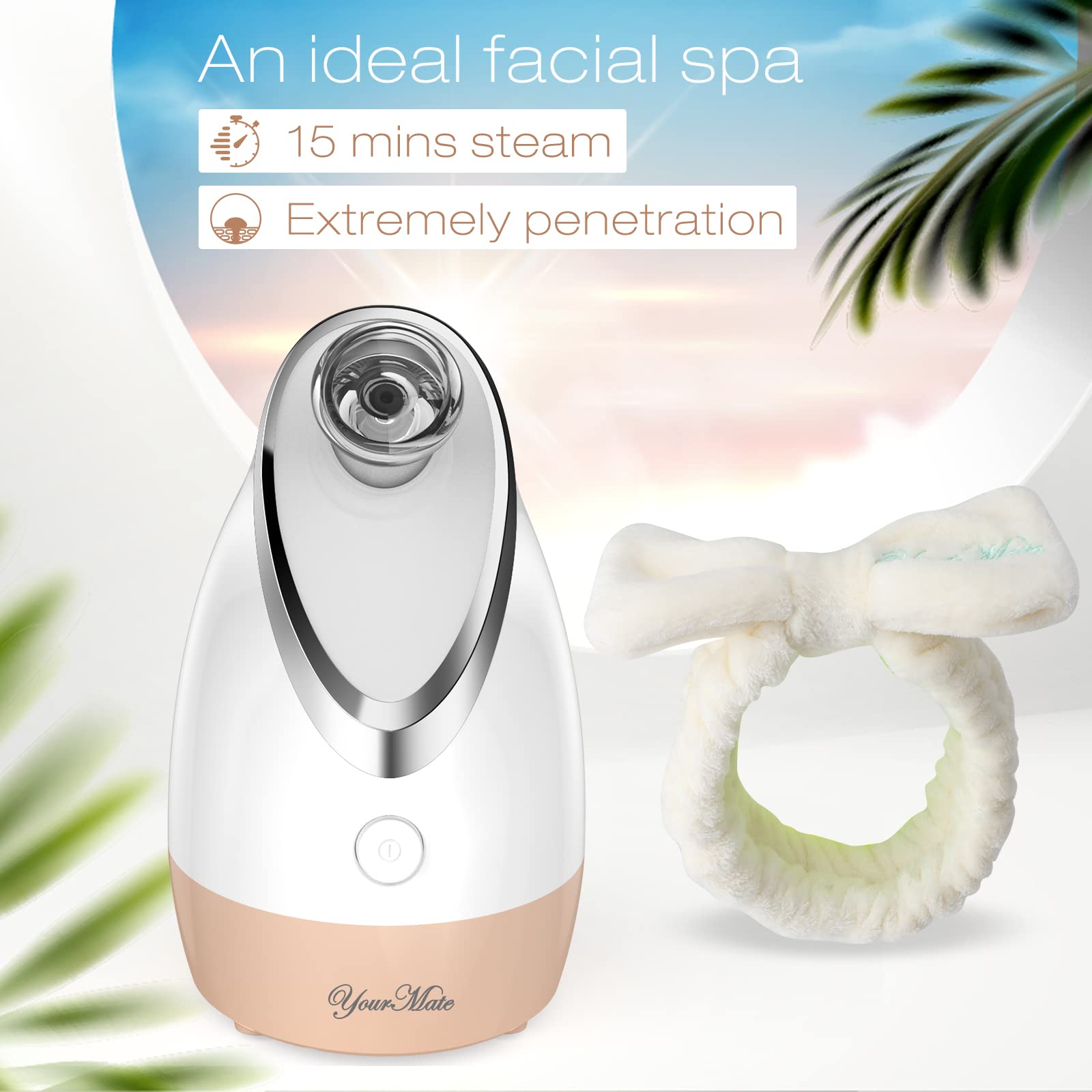 YourMate Facial Steamer with PTC heating provides steady warm mist