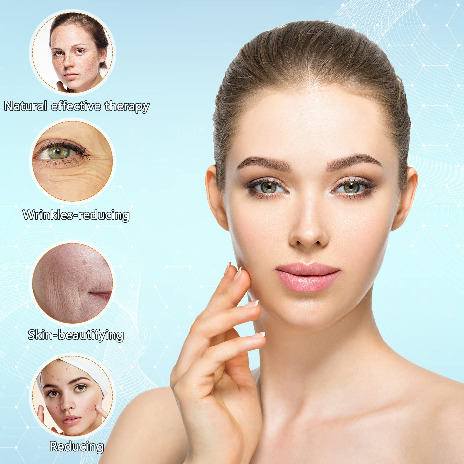YourMate phototherapy device with attached tubes for versatile facial treatments