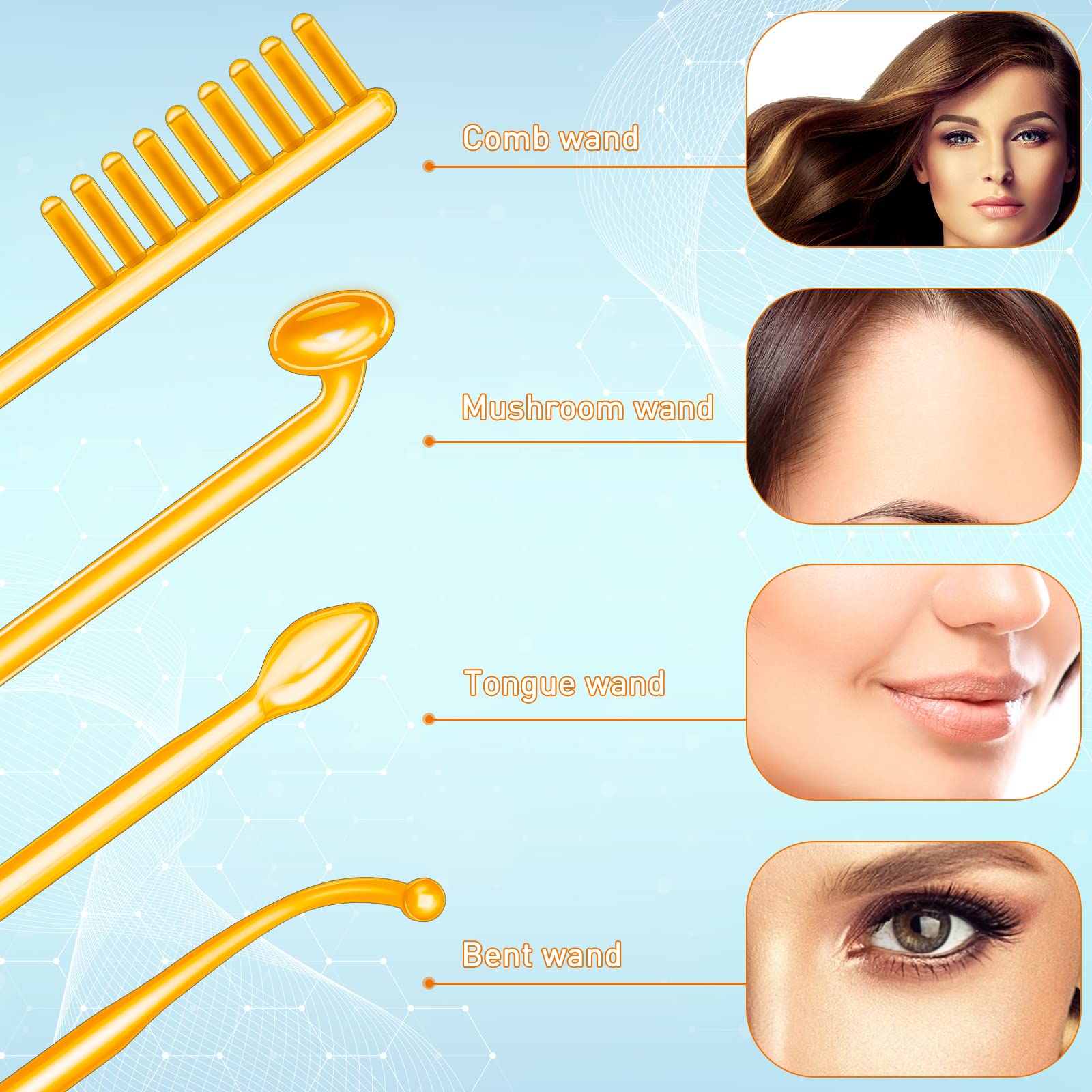 YourMate wand with mushroom tube for targeted forehead and cheek treatment
