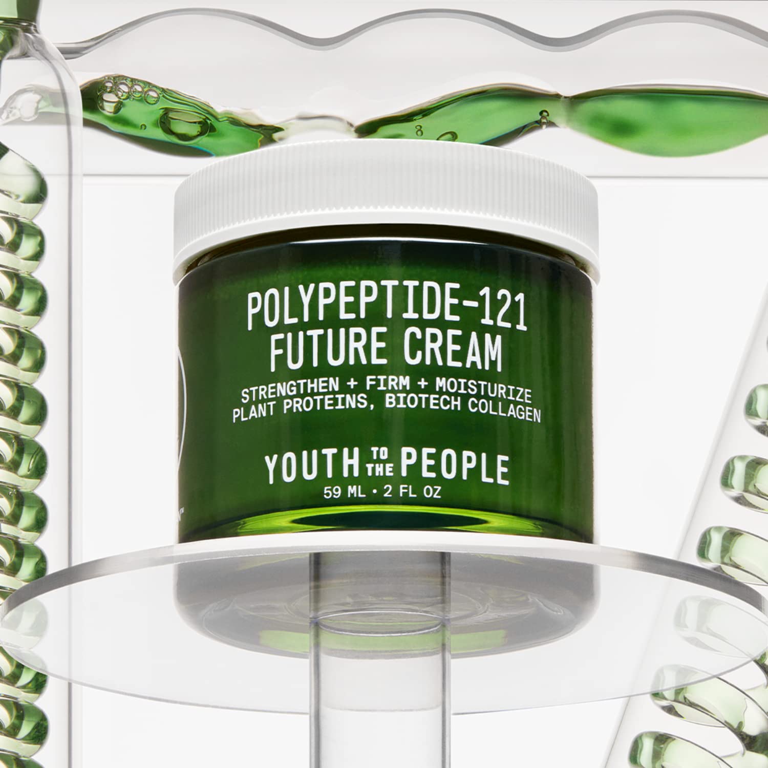 Youth To The People 121-Polypeptide Future Cream texture closeup showing cushiony hydration.