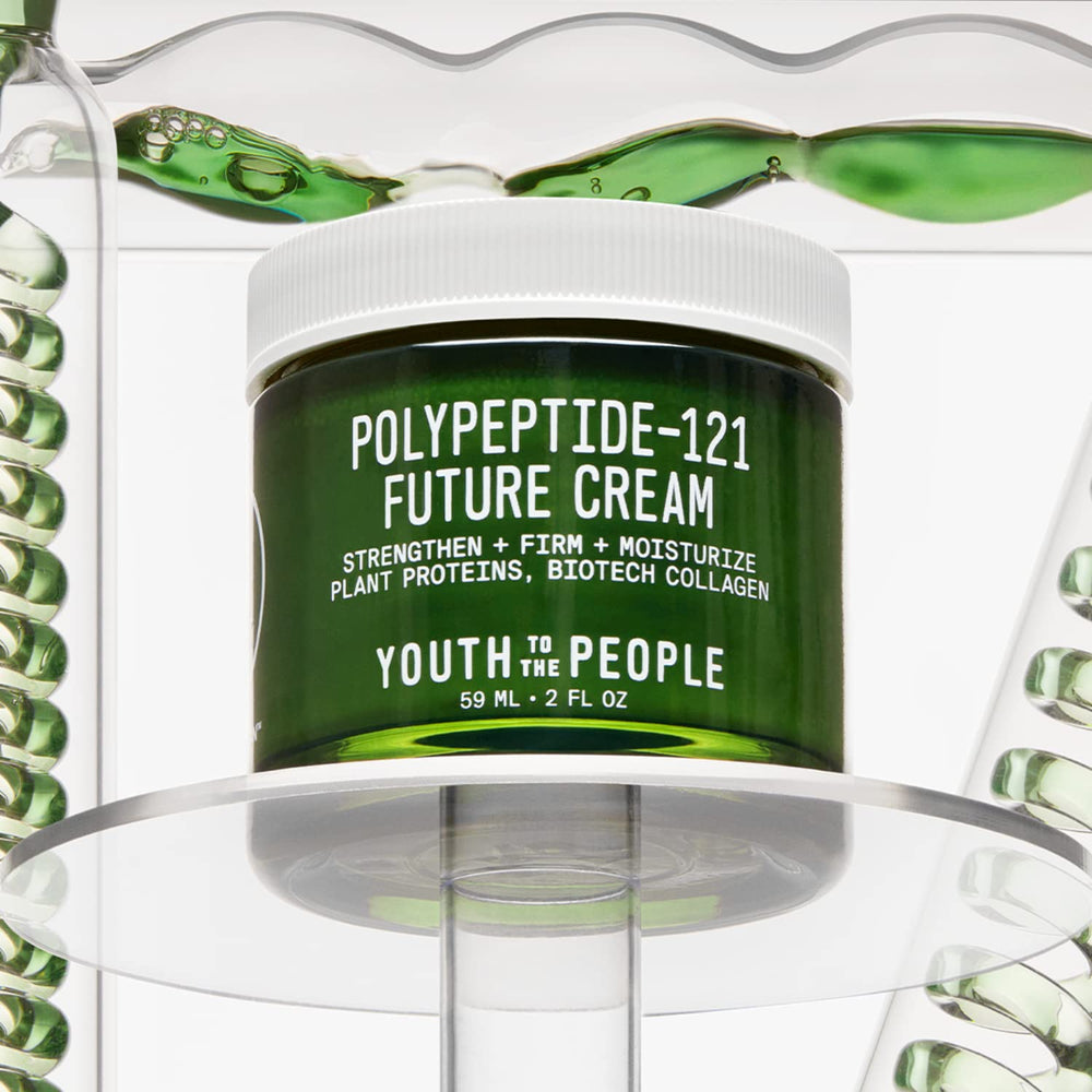Youth To The People 121-Polypeptide Future Cream texture closeup showing cushiony hydration.