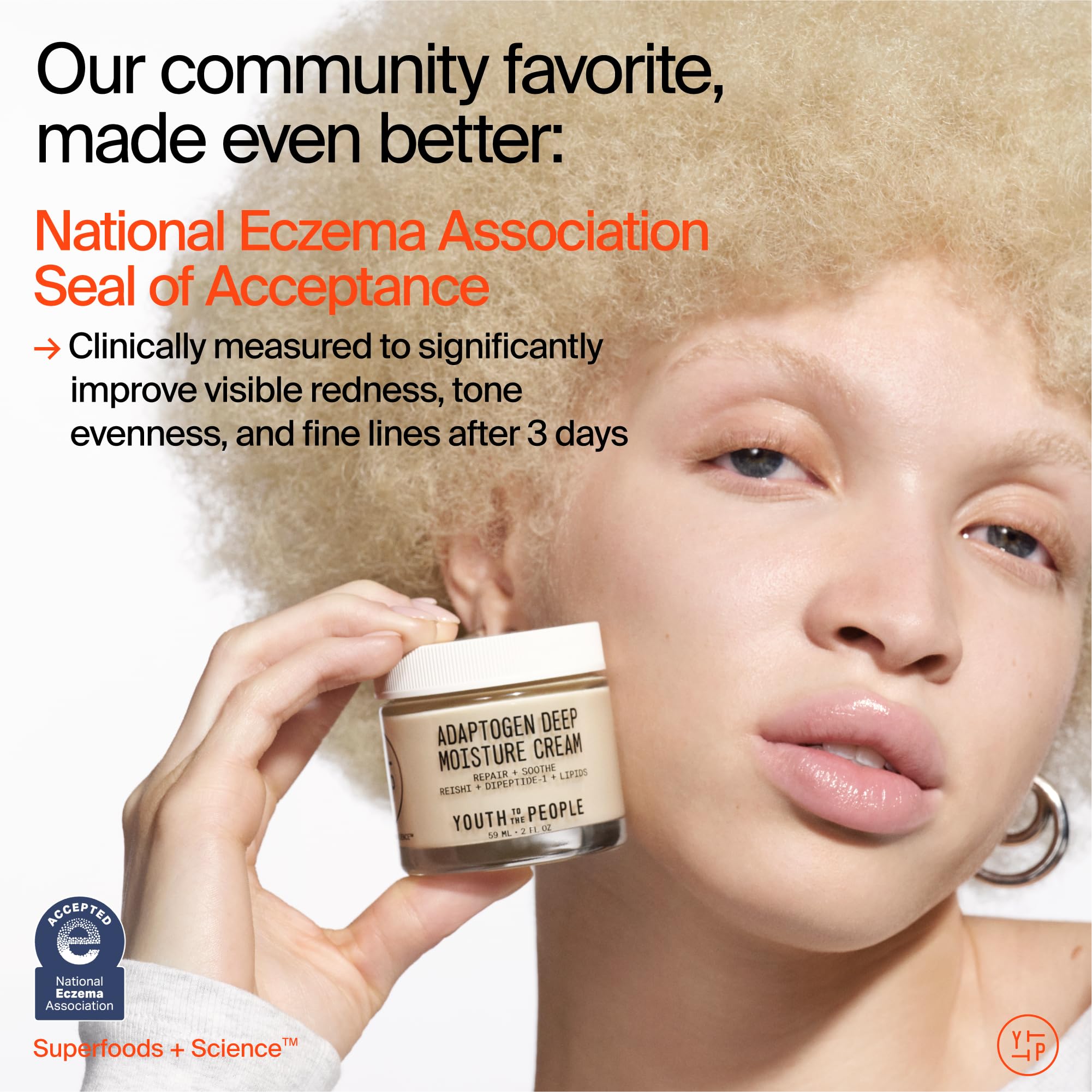 Youth To The People Adaptogen Moisture Cream fragrance-free label emphasizes sensitive skin friendly.