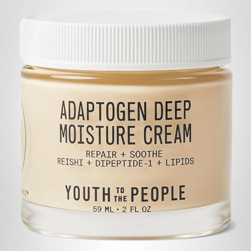 Youth To The People Adaptogen Moisture Cream on clean skin suggests redness reduction potential.