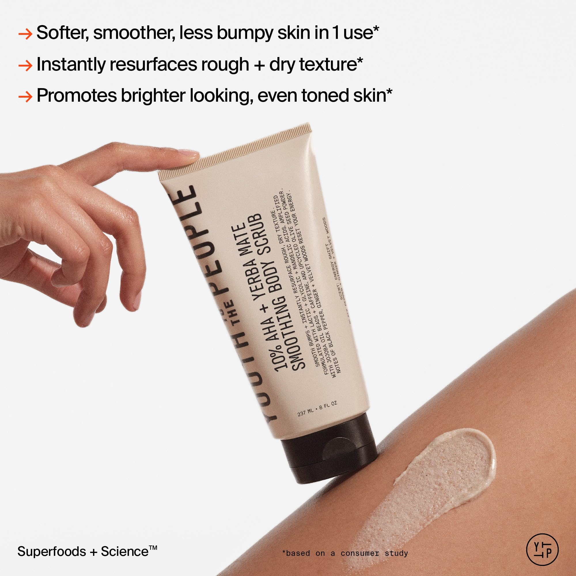 Youth To The People jojoba beads exfoliant — micro-polish that buffs away dull buildup.