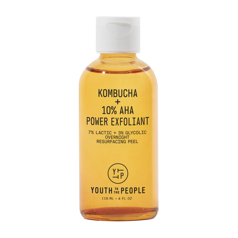 Youth To The People kombucha-aha bottle pour showing product for brighter skin