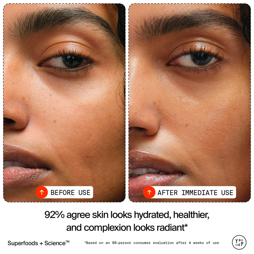 Youth To The People Skin Drip milky serum shows lightweight hydration and quick absorption.