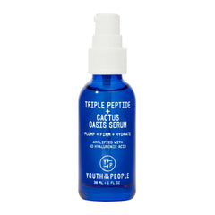 Youth To The People triple peptide Oasis serum bottle showing hydrating formula for dry skin