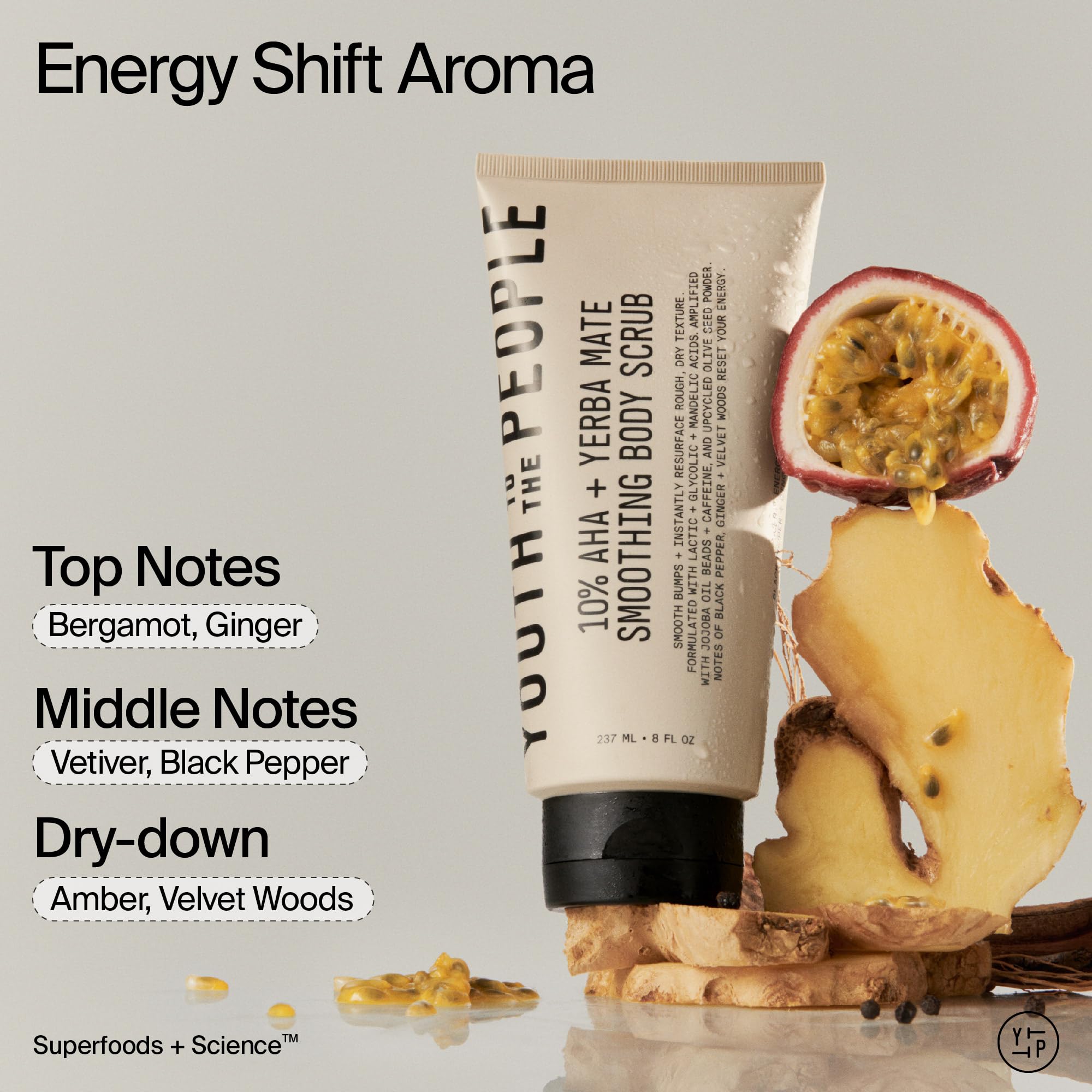 Youth To The People yerba mate caffeine ingredient visual — antioxidant-rich energizing care.