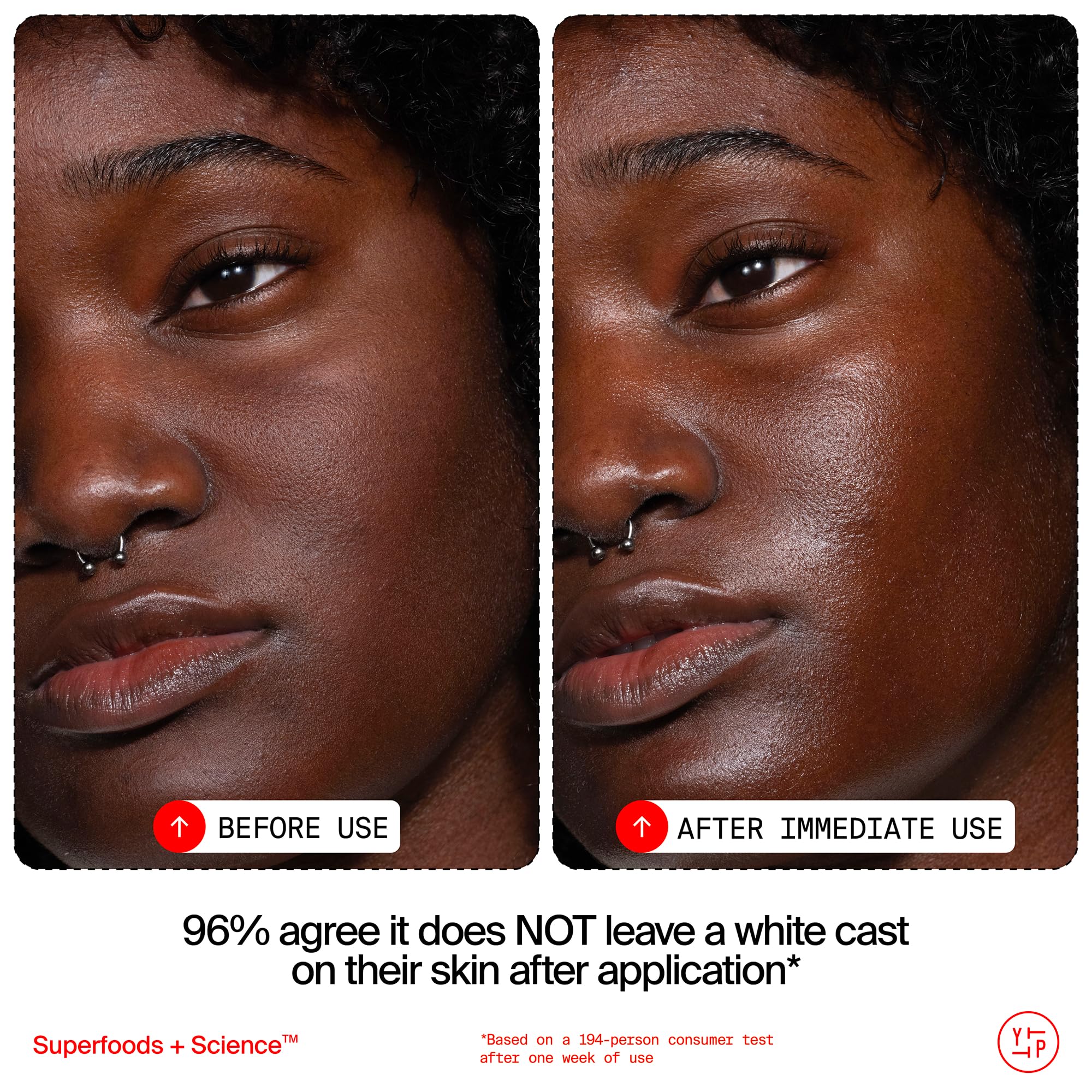Youth To The People Youthscreen sunscreen application on the face demonstrates easy blending before makeup.