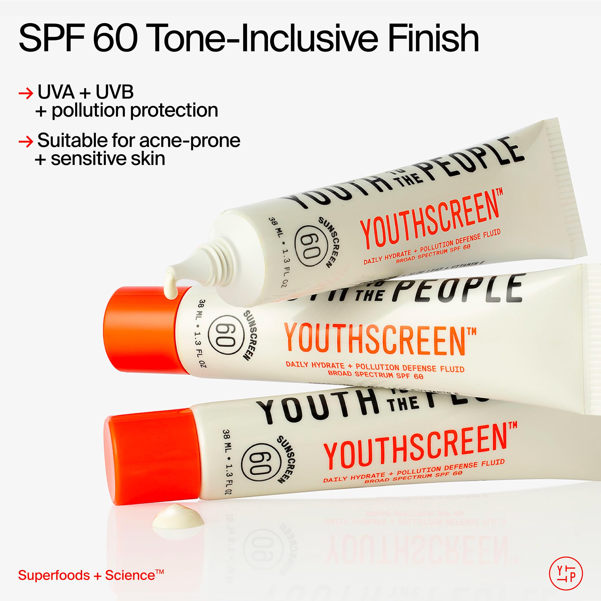 Youth To The People Youthscreen sunscreen demonstrates non-comedogenic protection for acne-prone skin.