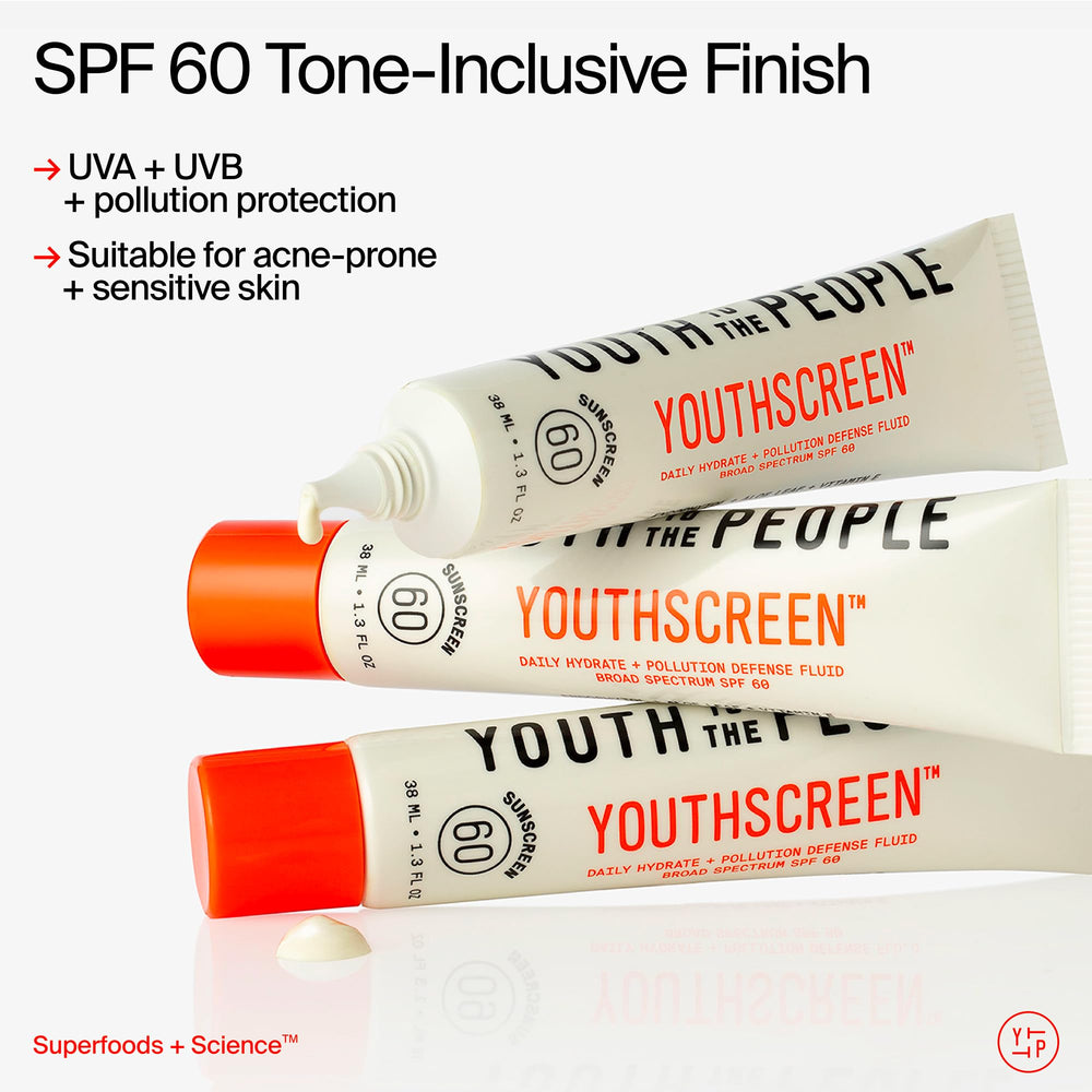 Youth To The People Youthscreen sunscreen demonstrates non-comedogenic protection for acne-prone skin.