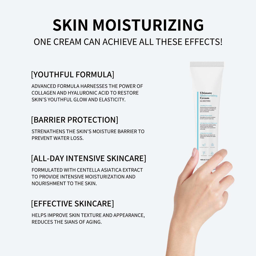 Youthful Formula Ultimate Moisturizing Cream texture swatch on skin suggests smooth, hydrated comfort.