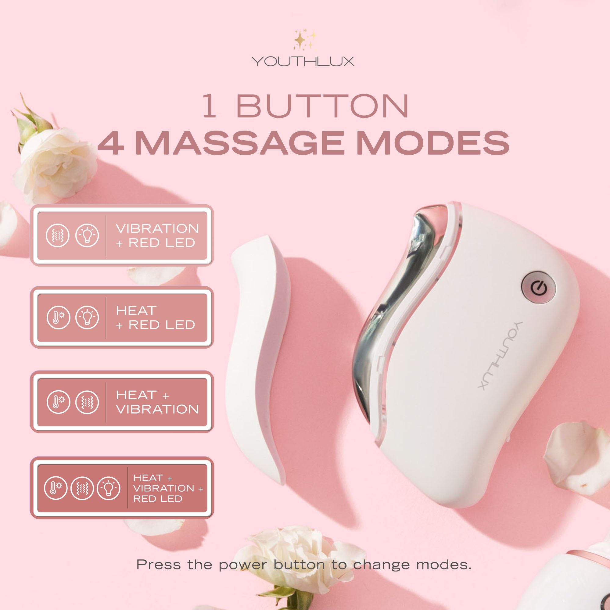 YOUTHLUX ProSculpt red LED therapy lighting up for radiant look during routines