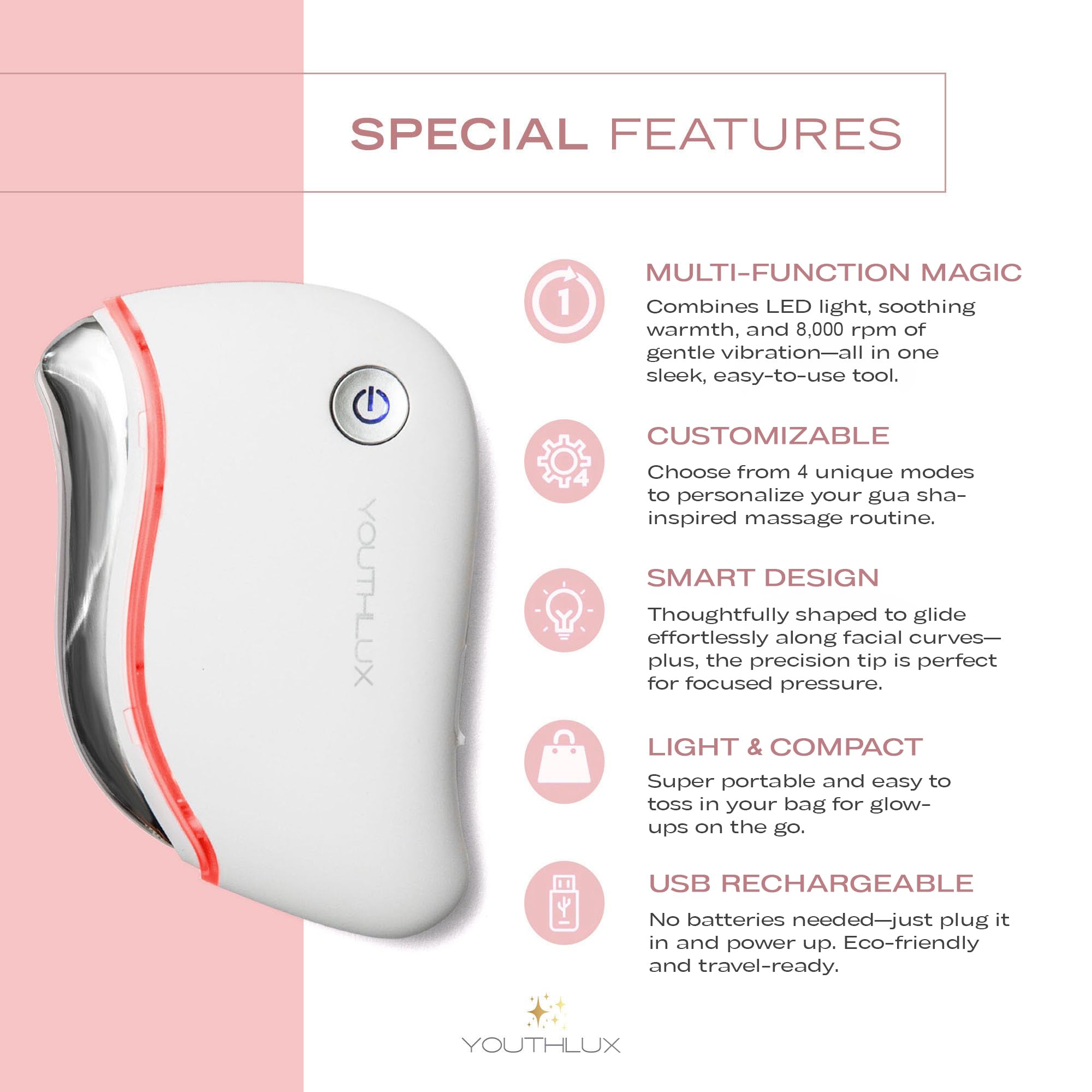YOUTHLUX ProSculpt USB-rechargeable massager ready for on-the-go skincare