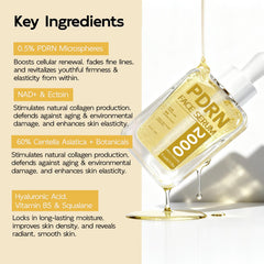 YouthVibe pdrn serum ingredients centella water closeup communicates soothing barrier support.