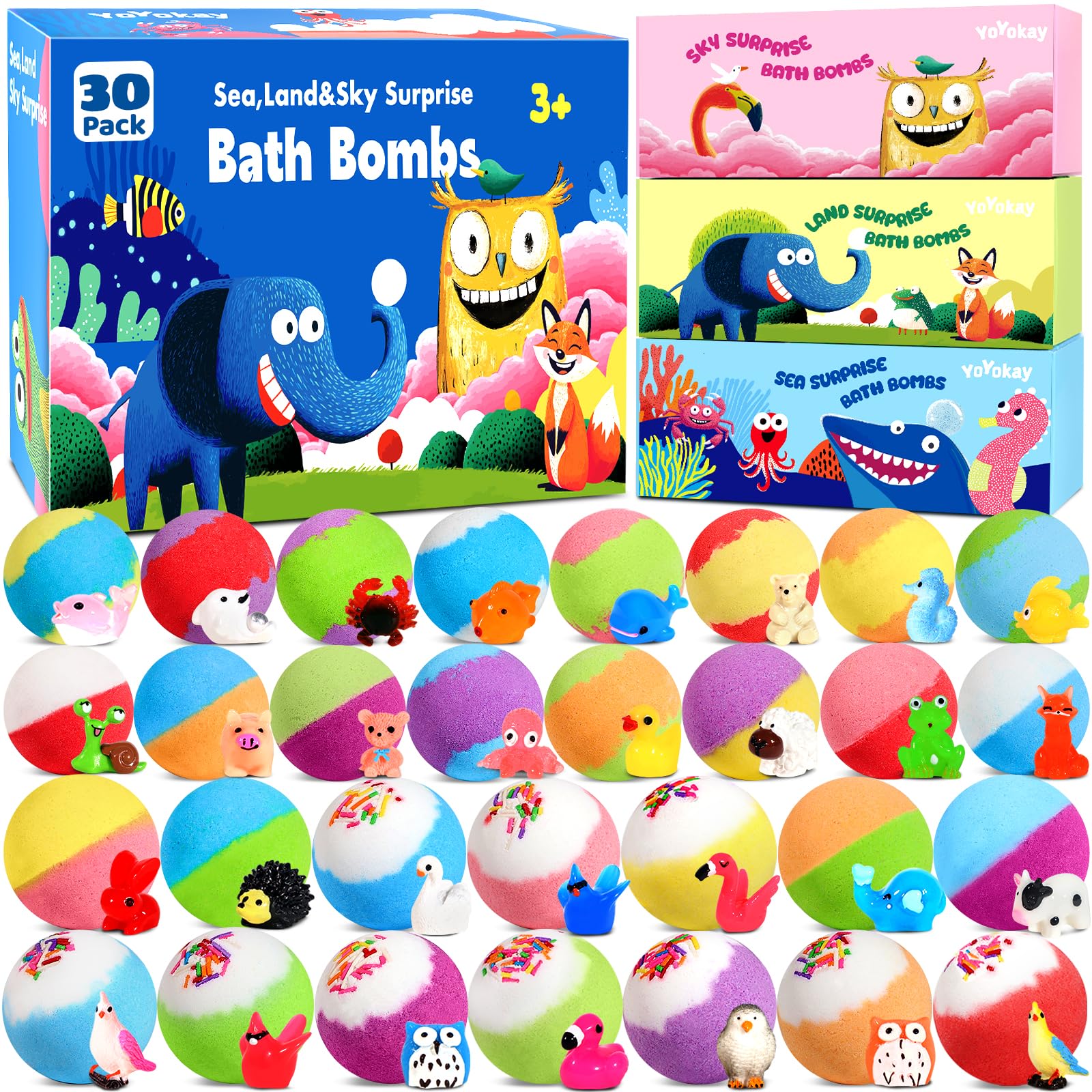 YoYokay 30-bath-bombs toy surprise unboxing sparks bath-time excitement and treasure-hunt fun.