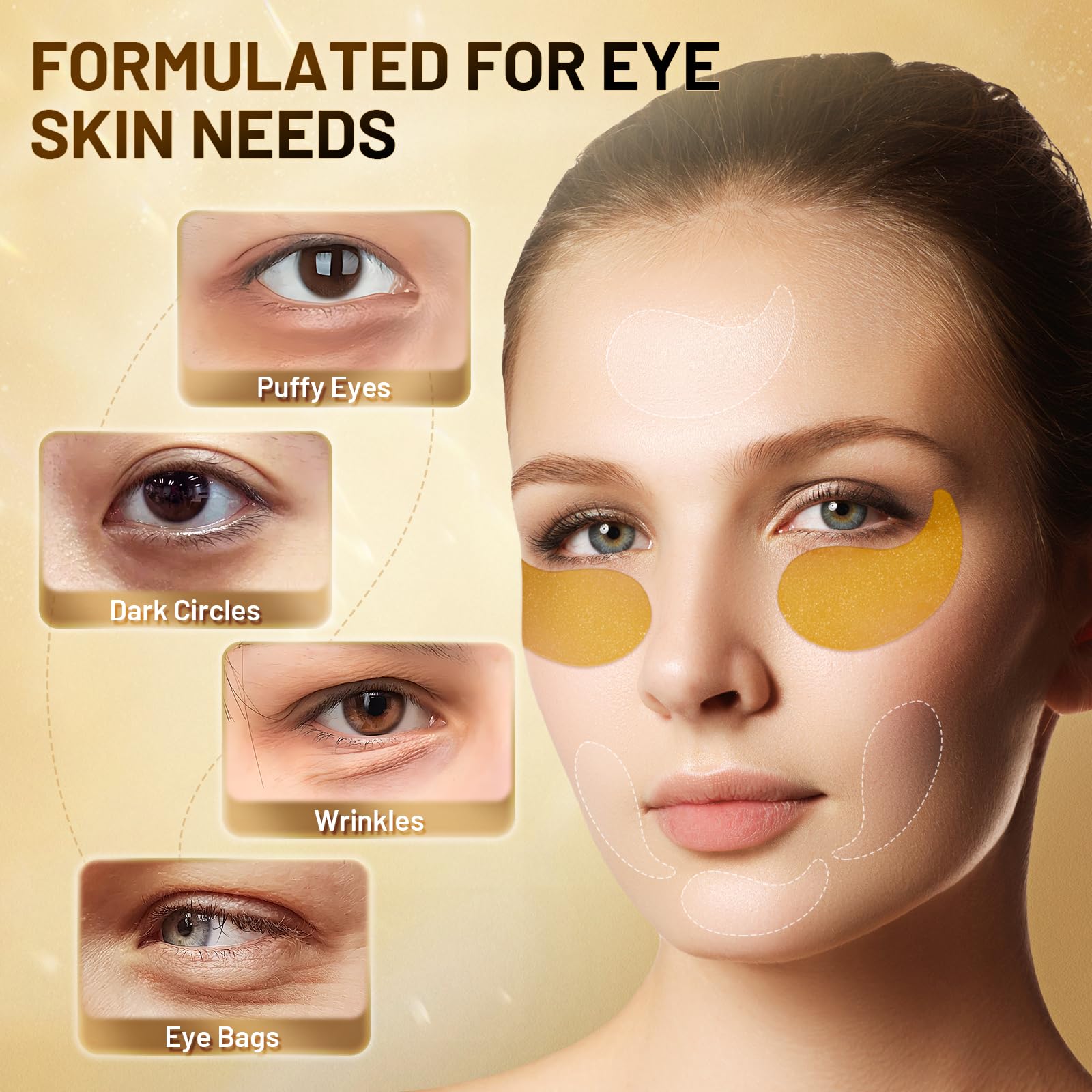 YOYORY gold-particles closeup highlights antioxidant support for refreshed under-eye appearance