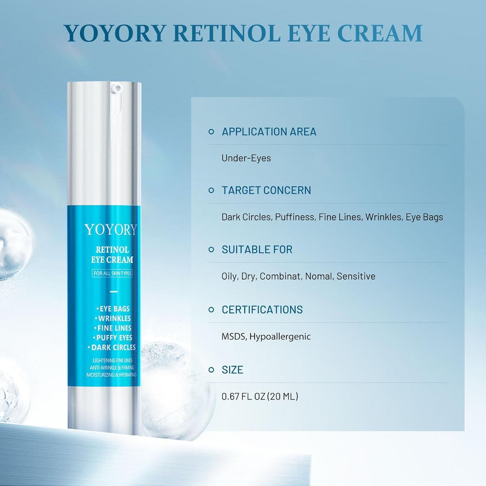 Creamy texture of YOYORY Retinol Eye Cream ready to smooth fine lines around the eyes.