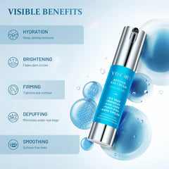 Hyaluronic acid boost visible with YOYORY Retinol Eye Cream for plump hydration.