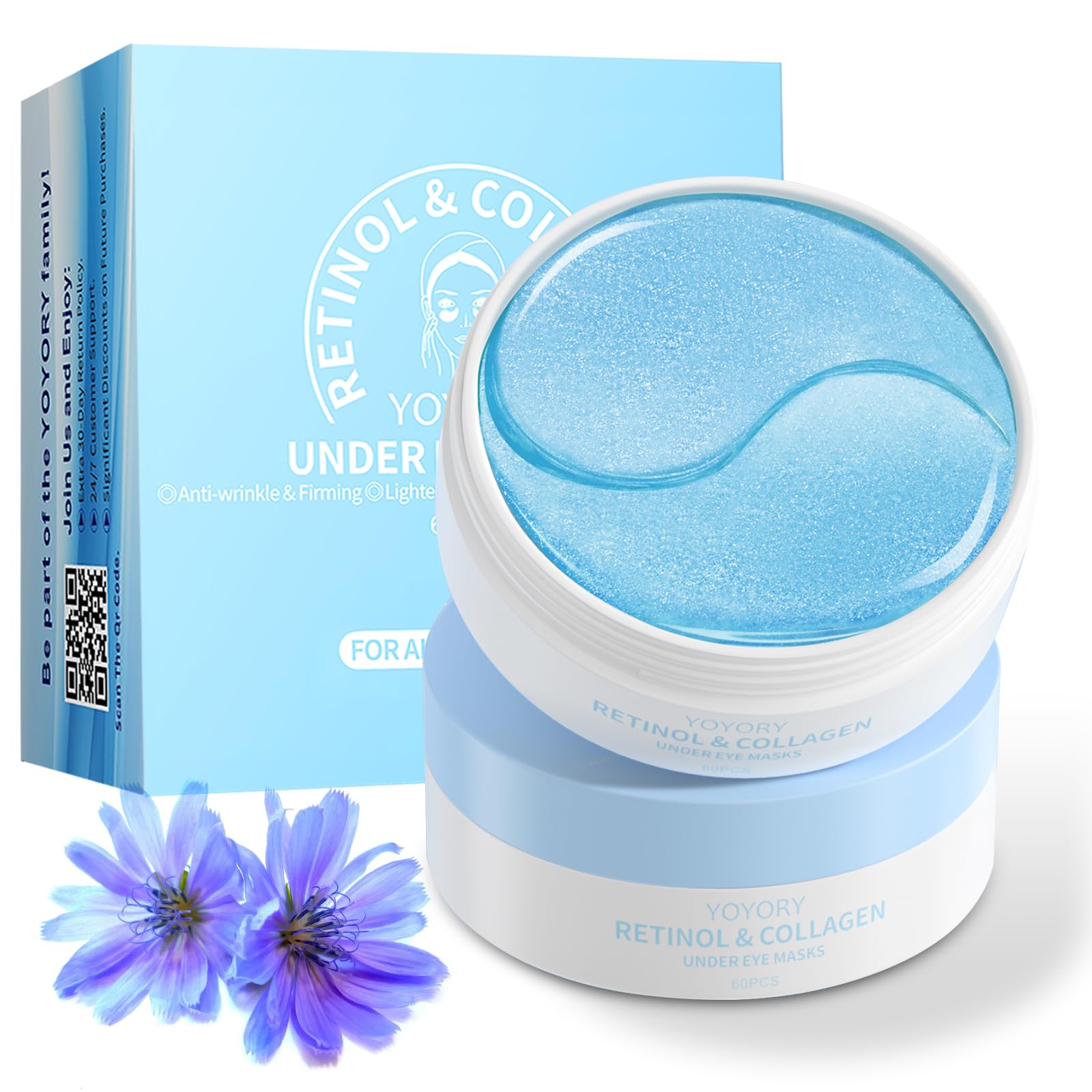 YOYORY under-eye patches bundle close-up, soothing hydration for puffiness relief.