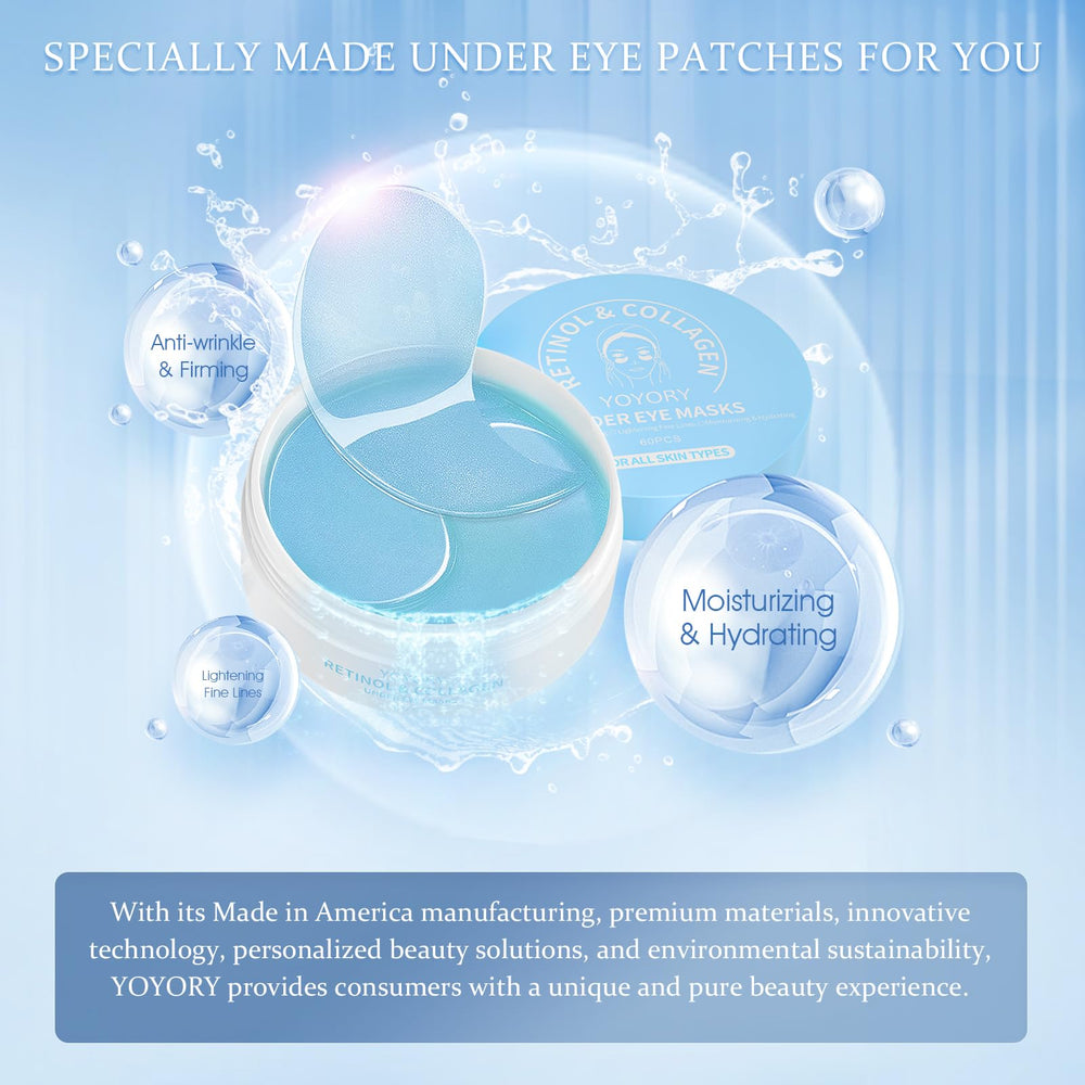 YOYORY under-eye patches with hyaluronic acid, deep moisturization for delicate skin.